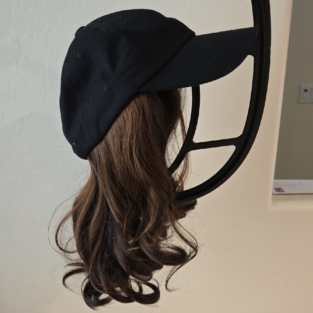 Henry Margo Hair Accents Black Baseball Cap with Built Hair NWOT